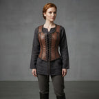 Women's Distressed Brown Leather Corset Vest