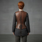 Women's Distressed Brown Leather Corset Vest