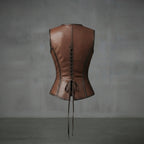 Women's Distressed Brown Leather Corset Vest