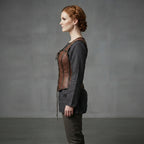 Women's Distressed Brown Leather Corset Vest