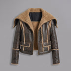 Distressed Shearling Aviator Jacket