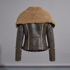 Distressed Shearling Aviator Jacket