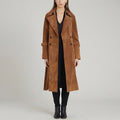 Women's Open-Front Suede Trench Coat