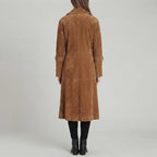 Women's Open-Front Suede Trench Coat