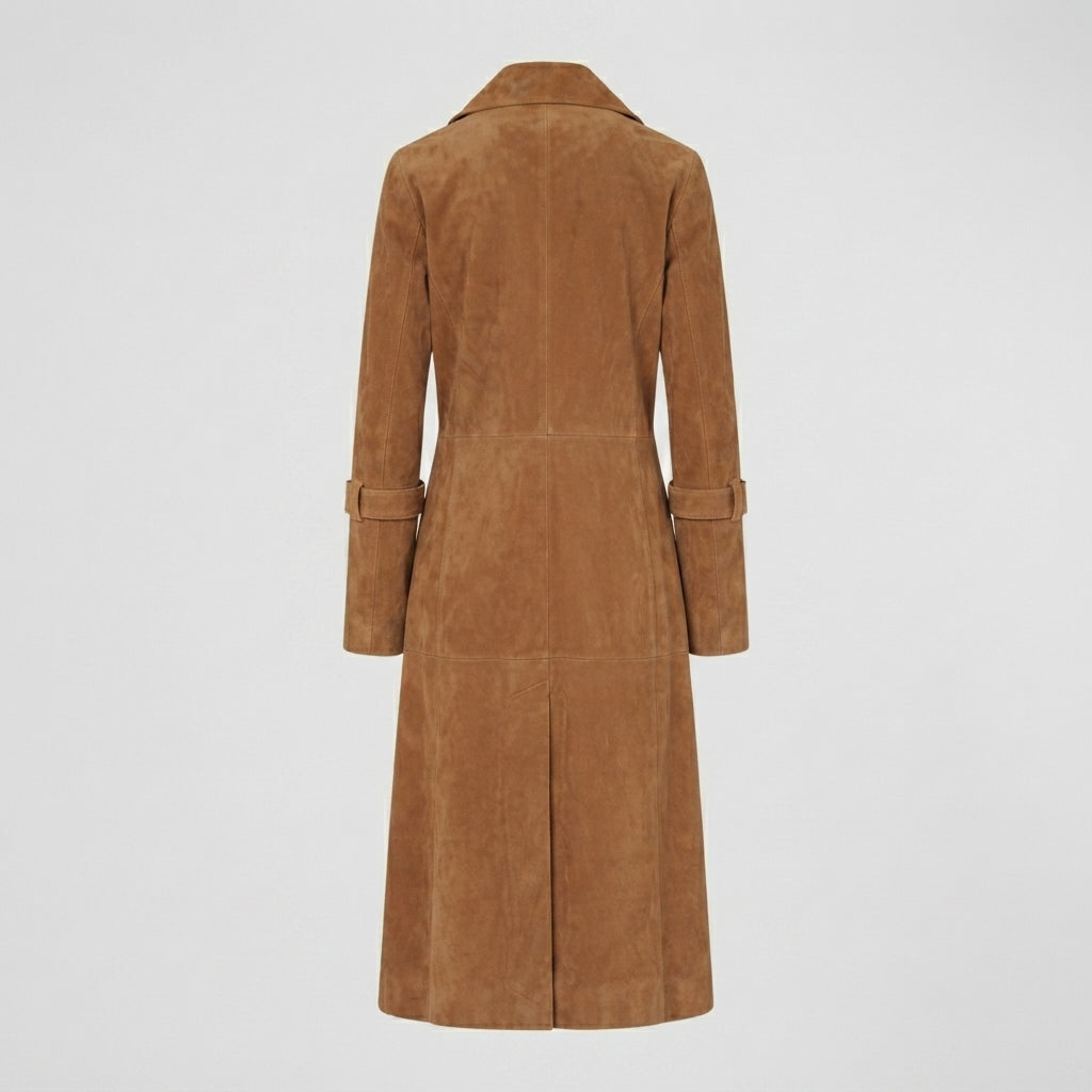 Women's Open-Front Suede Trench Coat