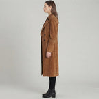 Women's Open-Front Suede Trench Coat