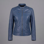 Women's Dusty Blue Leather Jacket