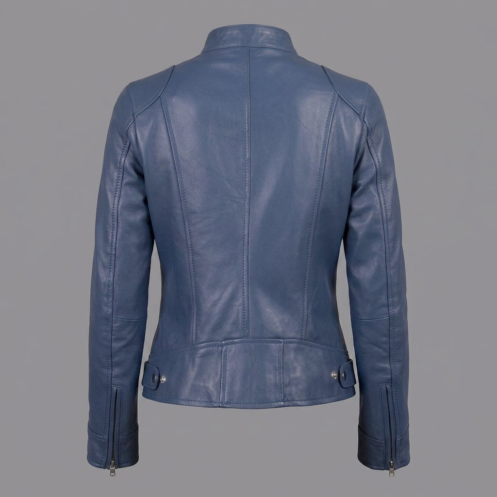Women's Dusty Blue Leather Jacket