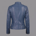 Women's Dusty Blue Leather Jacket