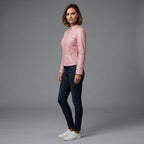 Women's Dusty Rose Leather Biker Jacket with Band Collar