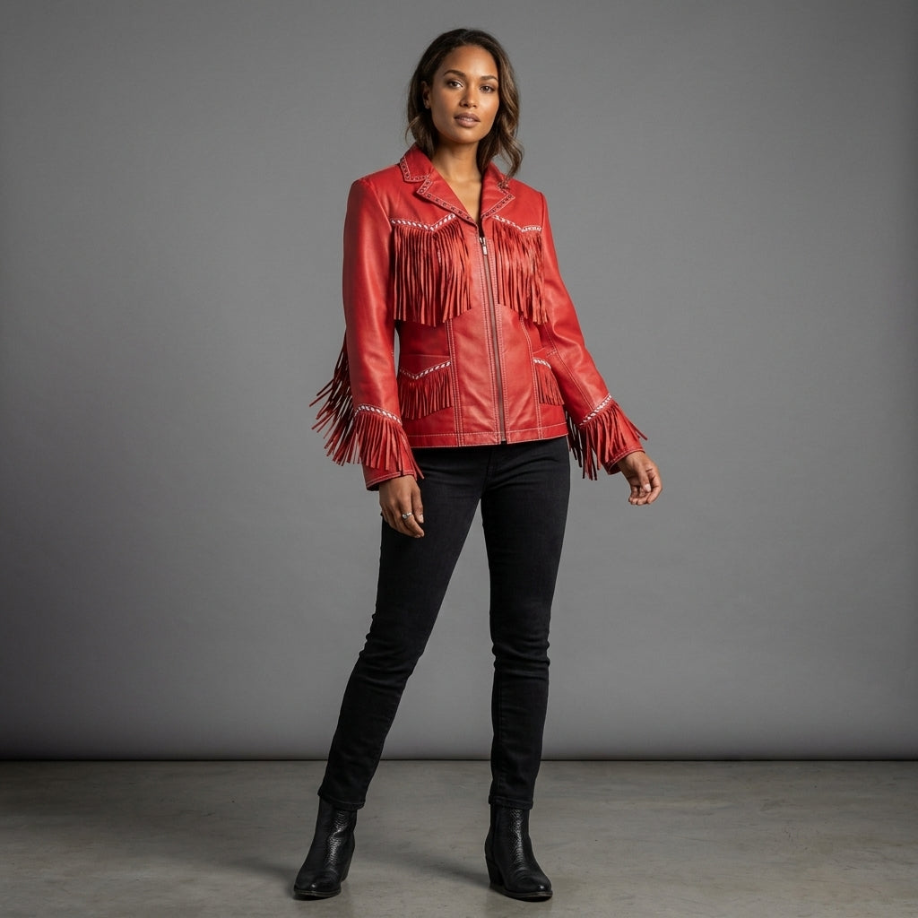 Red Fringe Leather Jacket