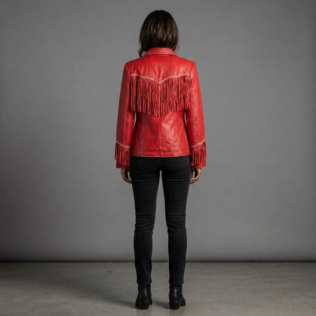 Red Fringe Leather Jacket