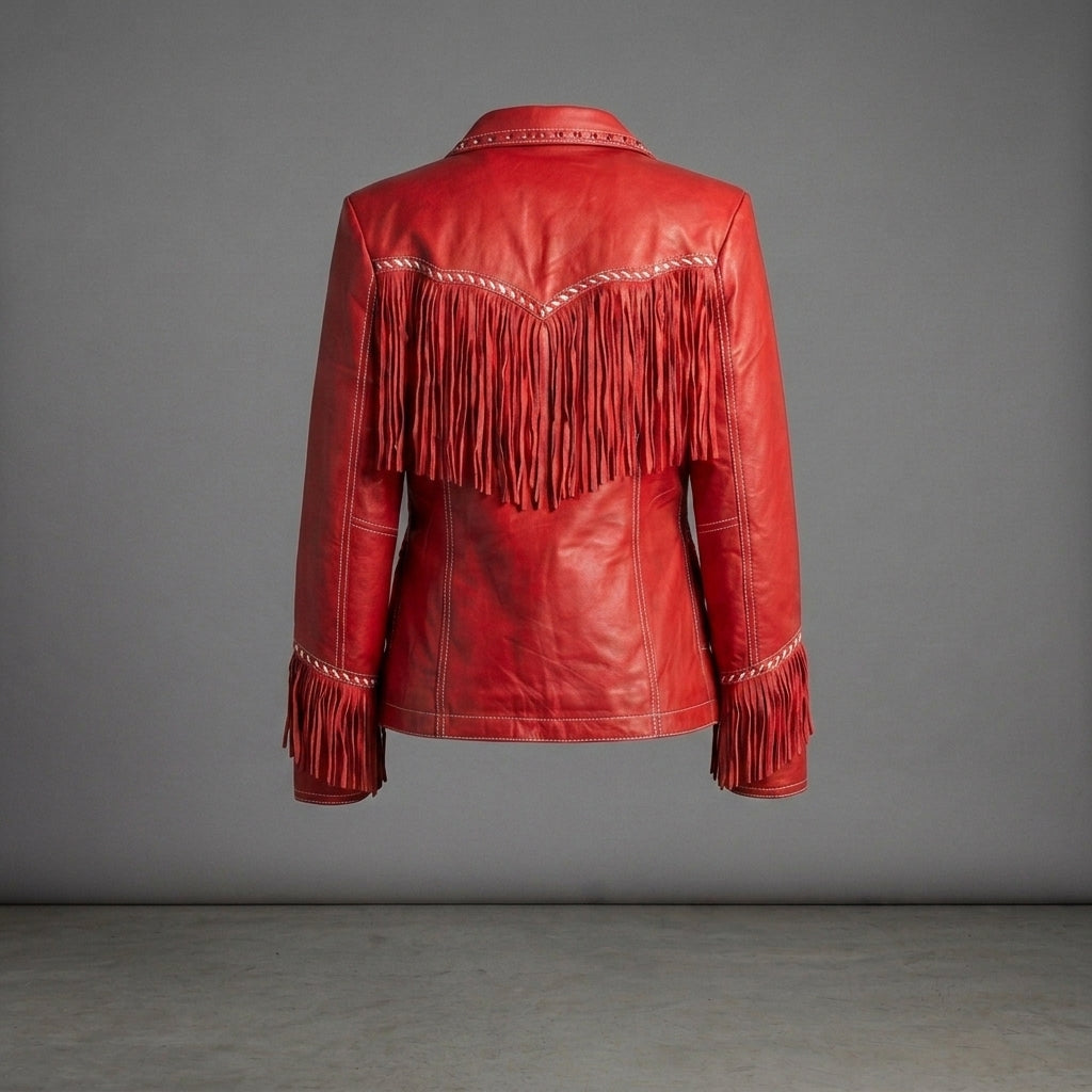 Red Fringe Leather Jacket
