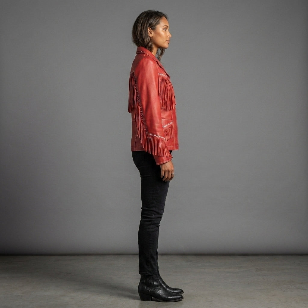 Red Fringe Leather Jacket