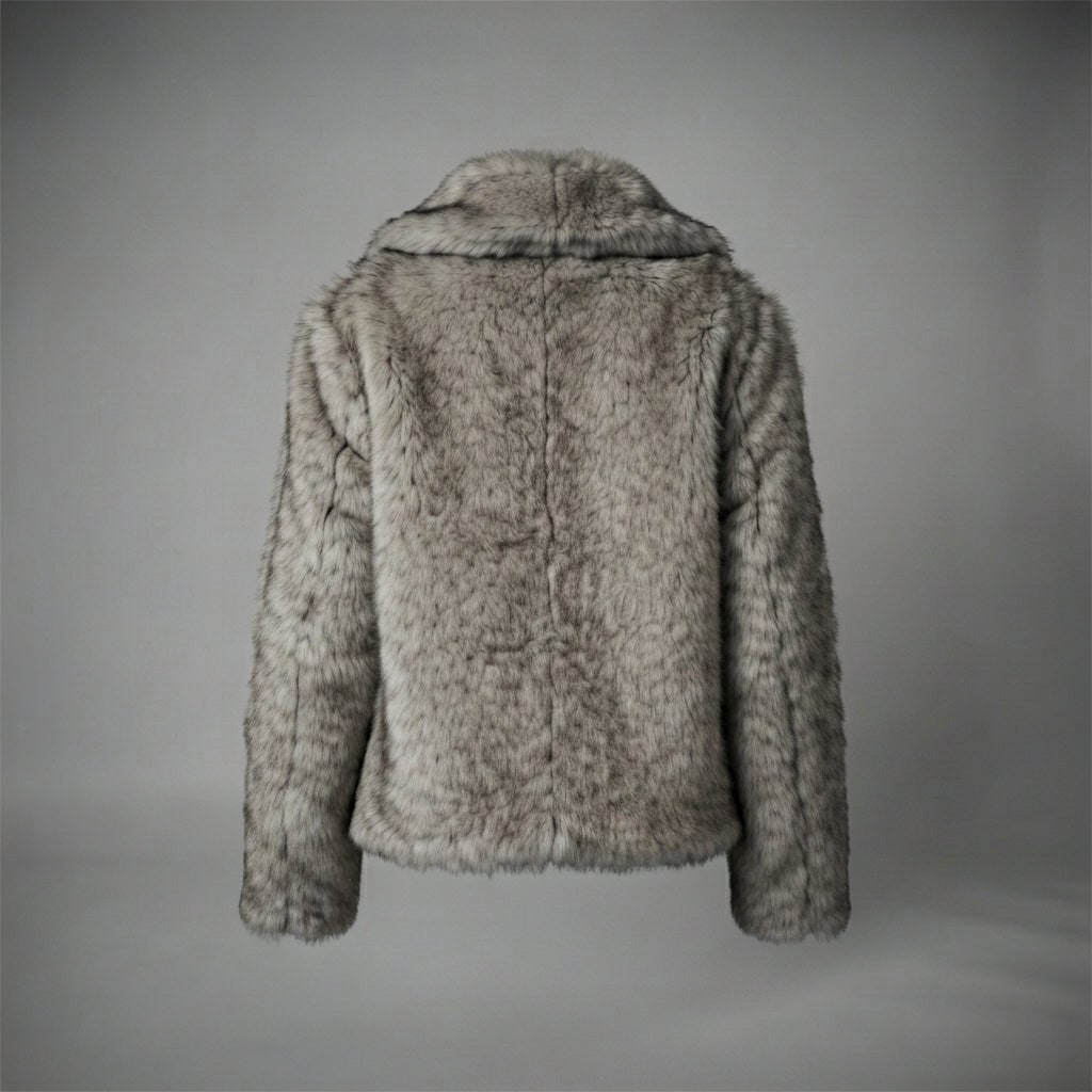 Women's Frost Grey Fluffy Fur Jacket