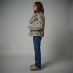 Women's Frost Grey Fluffy Fur Jacket