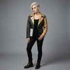 Gold & Silver Studded Leather Jacket