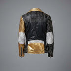 Gold & Silver Studded Leather Jacket