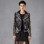 Bold Studded Leather Biker Jacket