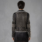 Bold Studded Leather Biker Jacket