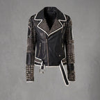 Bold Studded Leather Biker Jacket