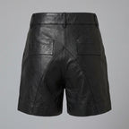 Women's Black High-Waist Leather Wrap Shorts