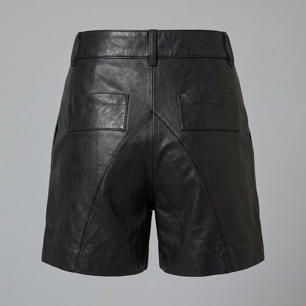 Women's Black High-Waist Leather Wrap Shorts