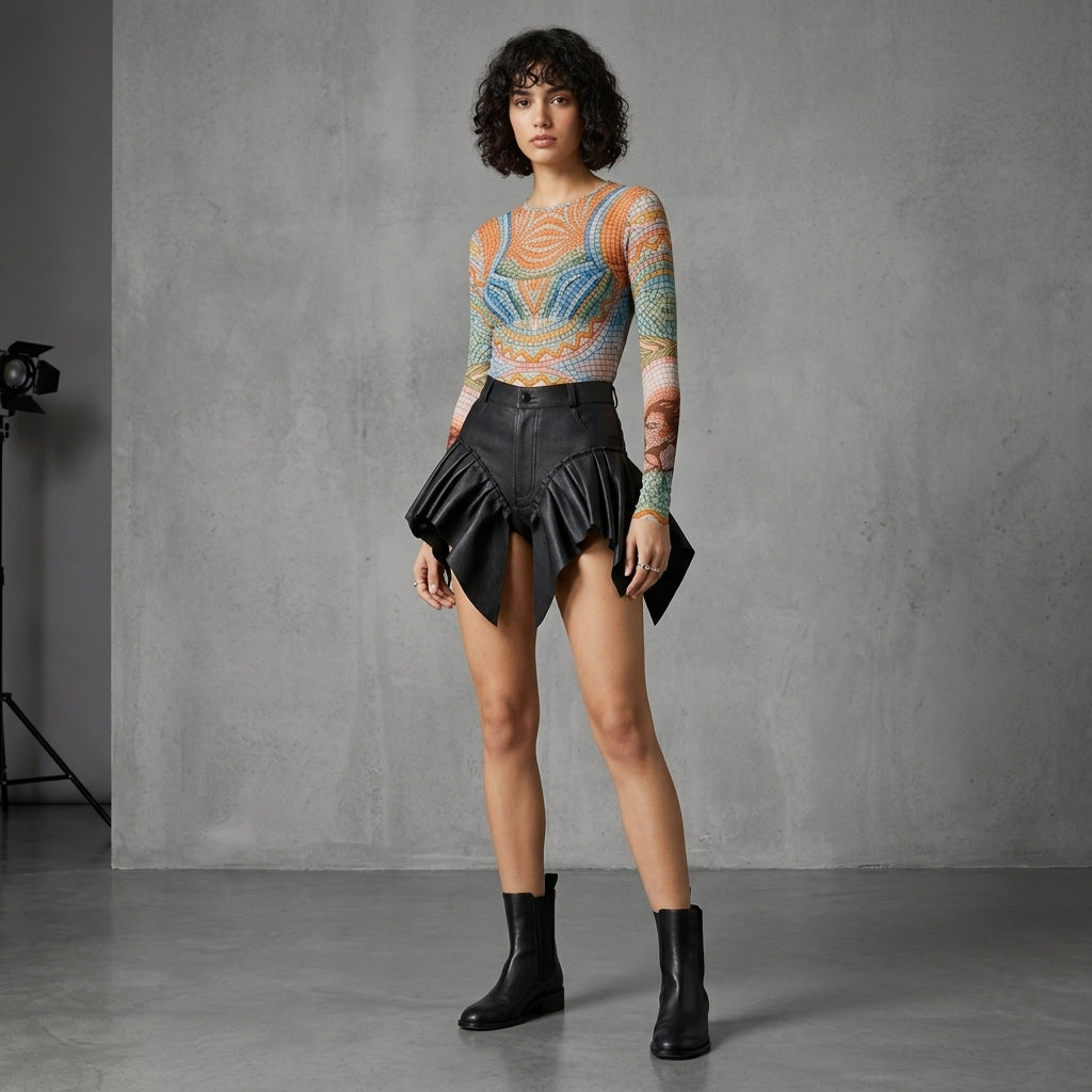 Women's Classic High-Waist Leather Shorts