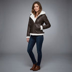 Women's Hooded Shearling Leather Jacket