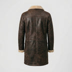 Men's Brown Leather Short Coat with Contrast Trim