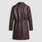 Men's Belted Leather Trench Coat