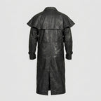 Black Leather Trench Duster Coat – Premium Long Leather Overcoat for Men