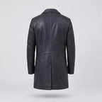 Men's Navy Blue Lambskin Leather Car Coat