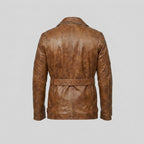 Men's Black Genuine Leather Trench Coat