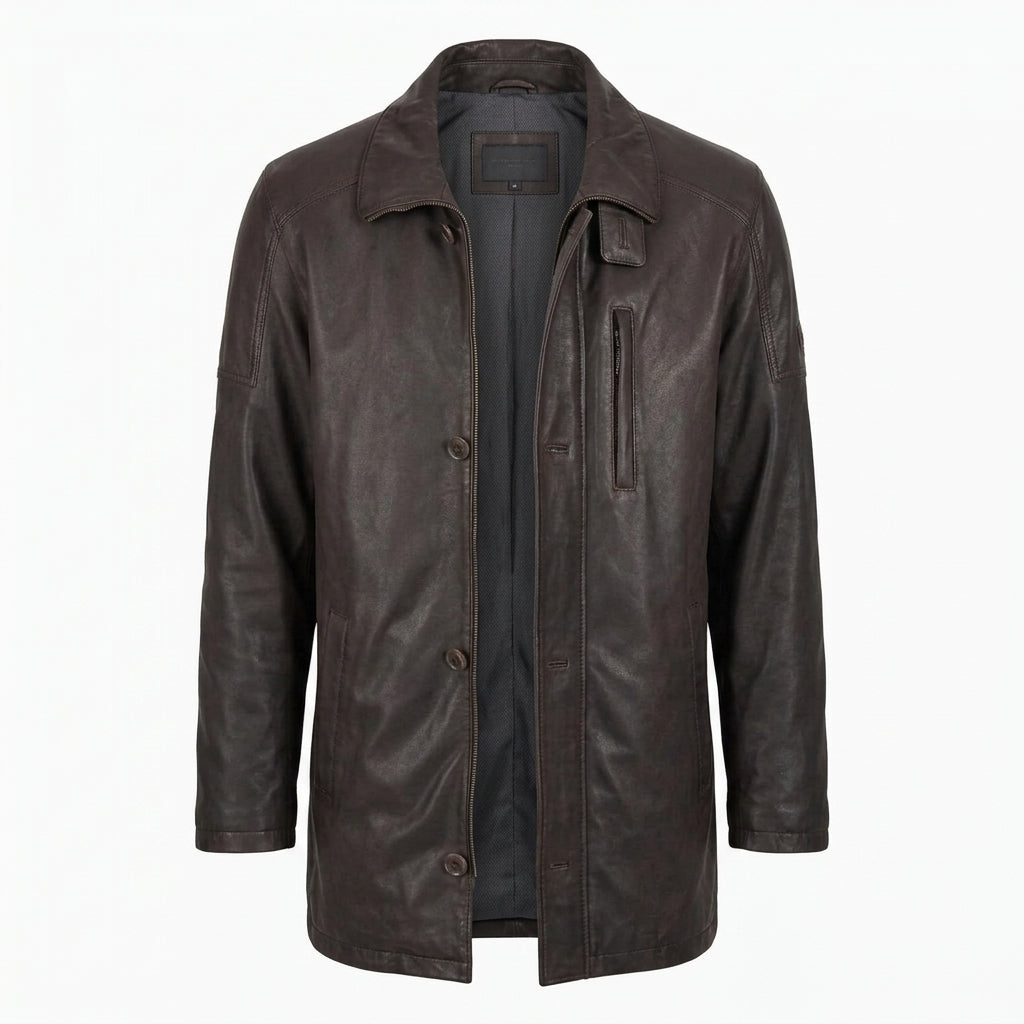 Men's Dark Brown Lambskin Leather Sport Coat