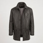 Men's Black Leather Trench Coat