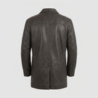 Men's Black Leather Trench Coat