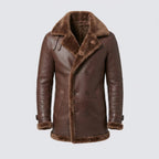 Men's Brown Double-Breasted Sheepskin Shearling Coat