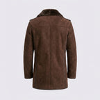 Men's Brown Shearling-Lined Leather Coat
