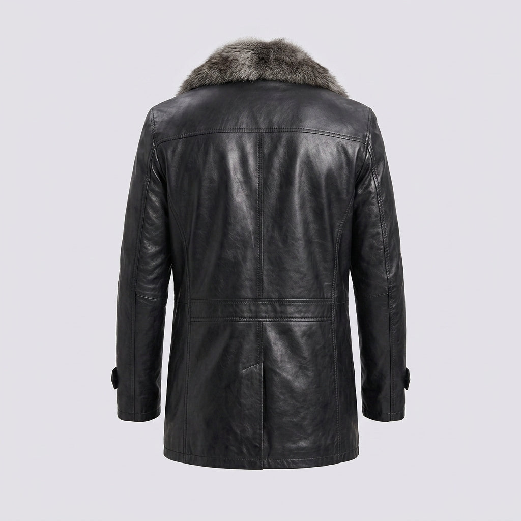 Men's Black Genuine Sheepskin Leather Jacket