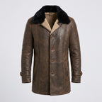 Men's Distressed Shearling Leather Coat