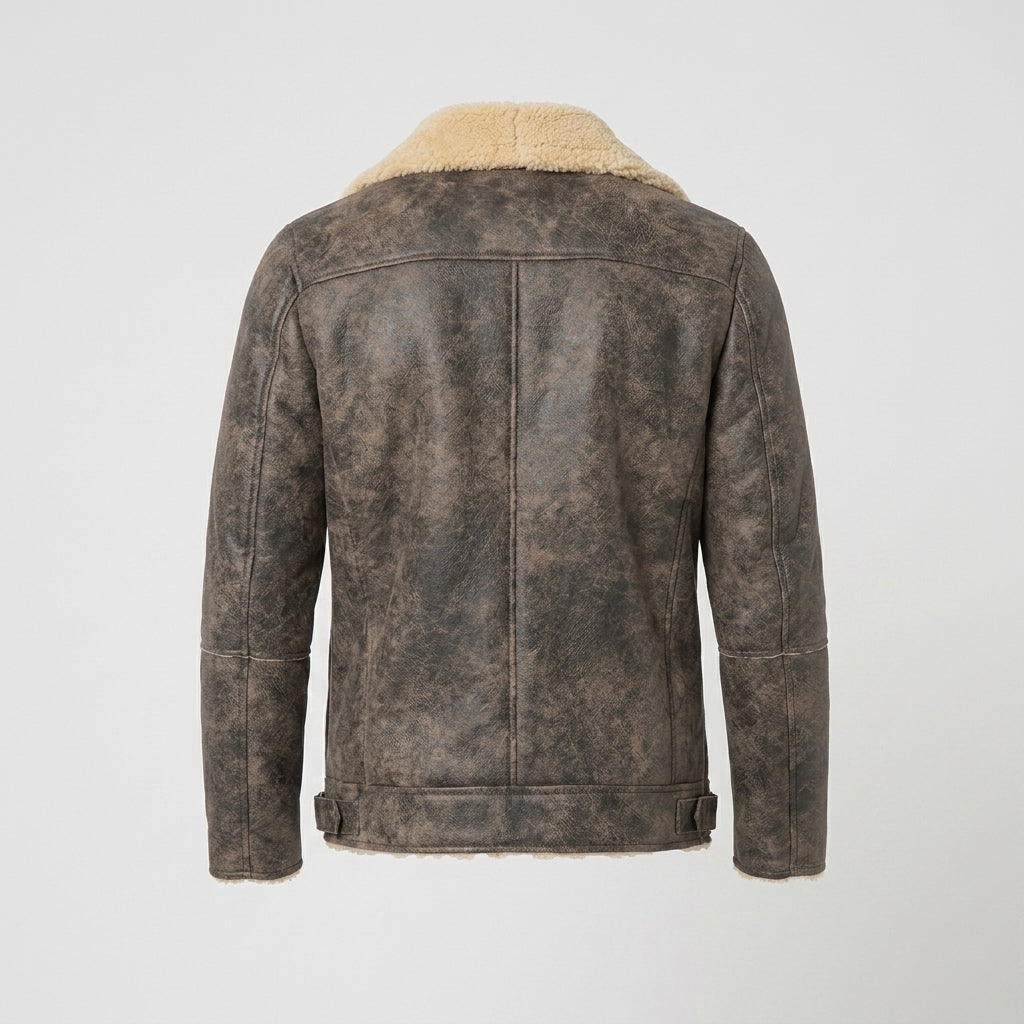 Men's Brown Sheepskin Shearling Flight Jacket