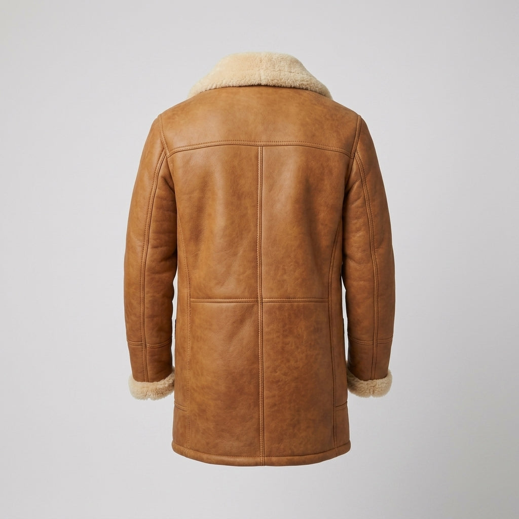 Men's Brown Classic Sheepskin Leather Coat