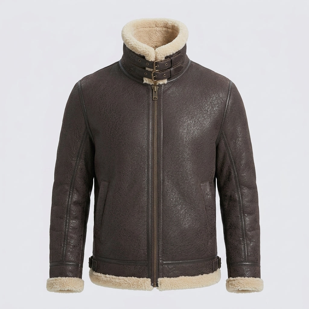 Men's Brown Sheepskin Shearling B3 Bomber Coat
