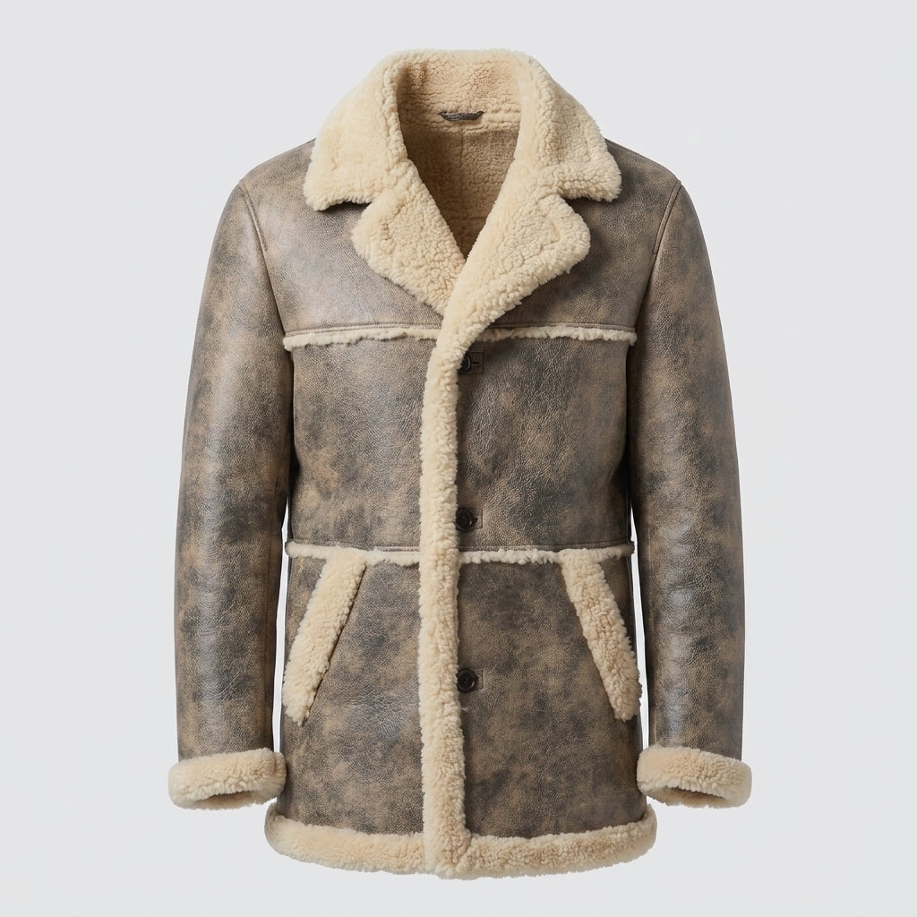 Men's Brown Sheepskin B3 Bomber Coat