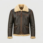 Men's Brown Sheepskin Flight Jacket with Sheepskin Lining