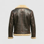 Men's Brown Sheepskin Flight Jacket with Sheepskin Lining