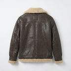 Men's Brown Sheepskin Aviator Coat with Shearling Lining