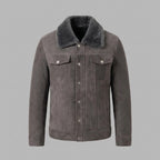 Men's Grey Sheepskin Shearling Leather Coat