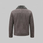 Men's Grey Sheepskin Shearling Leather Coat